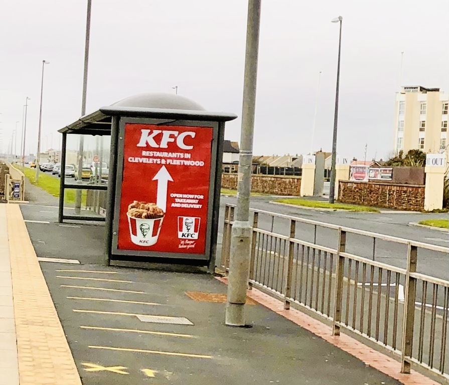 KFC advert in Bus shelter in Blackpool